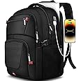 ZMMMA 50L Travel Backpack, 17 inch Laptop Backpack for Men, Extra Large Sturdy TSA Friendly with USB Port College School Rucksack Bag Gifts for Him Men Women, Black