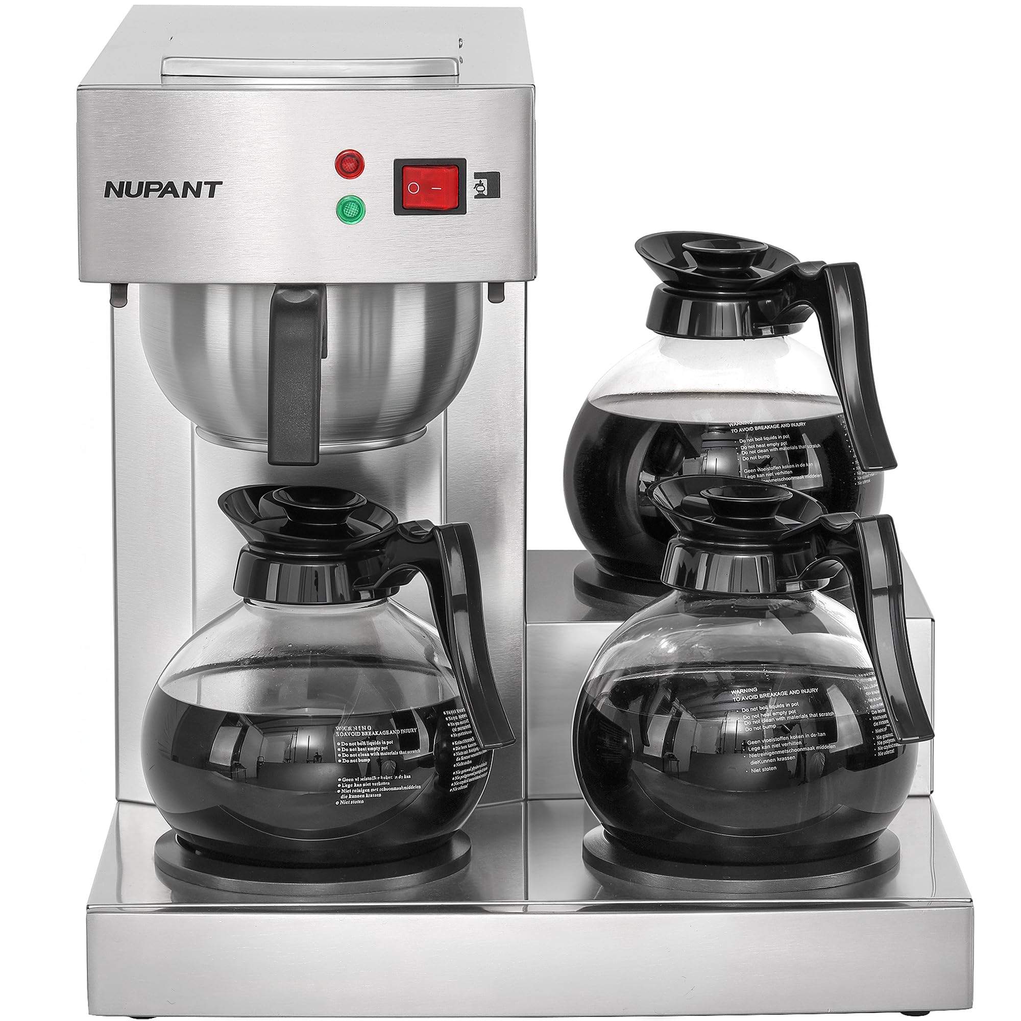 Photo 1 of NUPANT 12 Cup Commercial Coffee Maker,Drip Coffee Maker Machine with 3 Warmers Plate and 3 Glass Decanters, Stainless Steel Pour Over Commercial Coffee Brewer for Restaurant, Office, Cafe Use