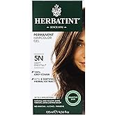 Herbatint Permanent Haircolor Gel, 5N Light Chestnut, Alcohol Free, Vegan, 100% Grey Coverage - 4.56 oz