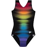GK Girls Fierce Fade Gymnastics Leotard - Rainbow Dance Outfit with Matching Scrunchie for Toddlers, Children, & Juniors