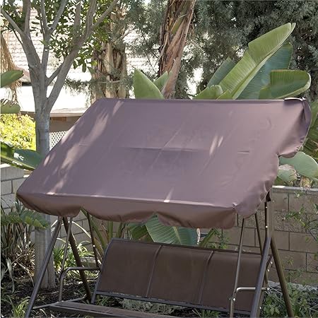 Belleze Porch Swing Glider Outdoor Chair Top Tilt Uv Resistant Shade Steel Frame 3 Seater Adjustable Sunshade Dark Brown