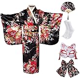 CRFASIBE Halloween Costumes for Girls Japanese Anime Kimono Geisha Robe Outfit with Accessories