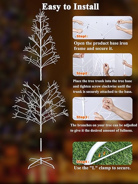 JOOMER CHRISTMAS TREE WITH LIGHTS,7.6FT 336 LED BIRCH TREE COLOR CHANGING ARTIFICIAL TWIG LIGHTS WITH REMOTE CONTROL TIMER OUTDOOR FOR CHRISTMAS DECOR (WARM WHITE TO MULTICOLOR)