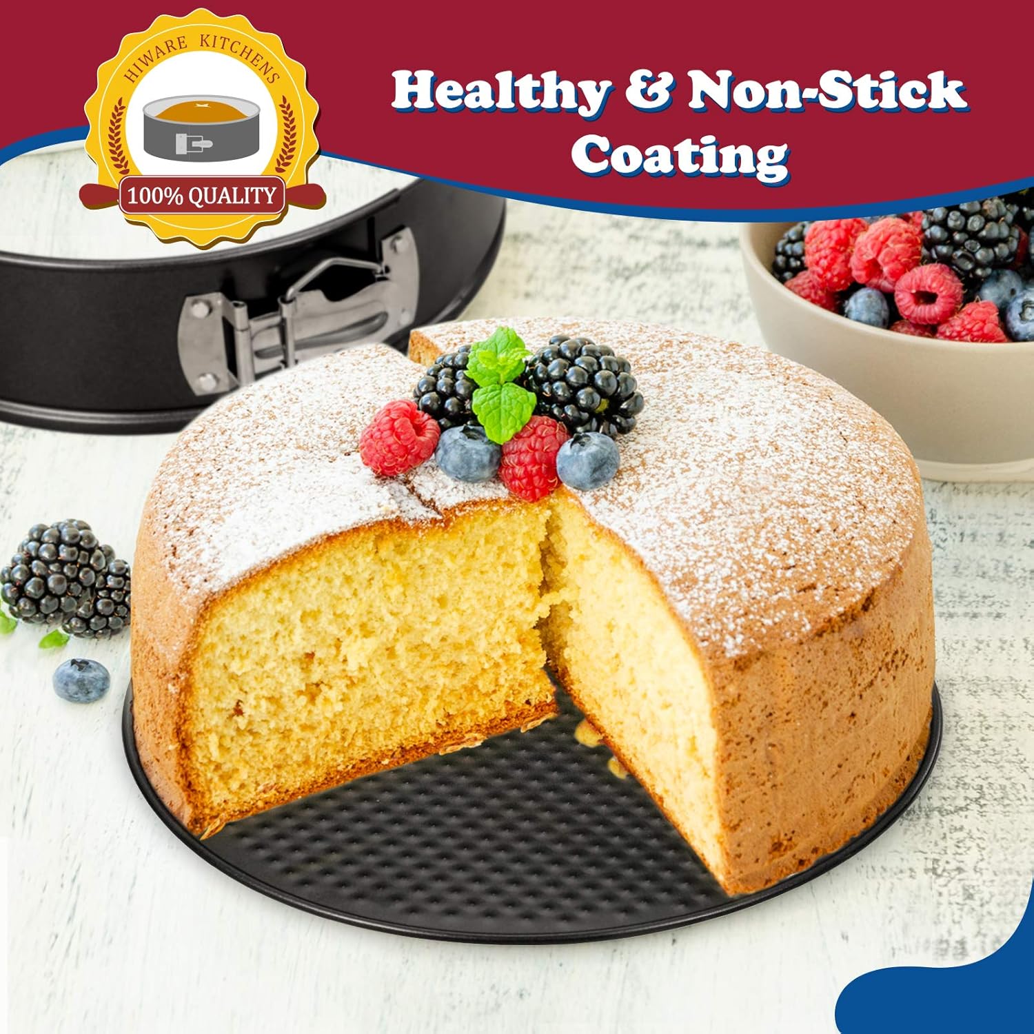 Hiware 9 Inch Non-stick Cheesecake Pan Springform Pan with Removable Bottom / Leakproof Cake Pan with 50 Pcs Parchment Paper - Black: Kitchen & Dining