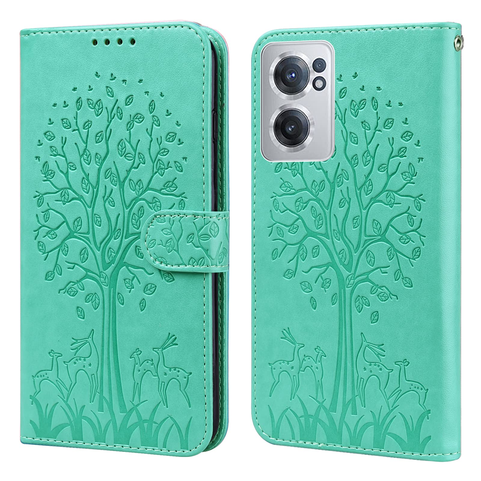 GLANDOTU Wallet Case for OnePlus Nord CE 2 5G 6.43 inch, Flip Wallet PU Leather Cover with Soft TPU, Card Slots and Stand Function for OnePlus Nord CE 2 5G 2022 Phone Cases 【Green】 — image 1