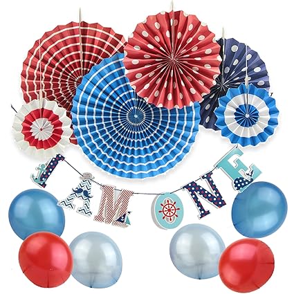 Amazon Com Sunbeauty Nautical Birthday Party Supplies Ahoy Baby Boy