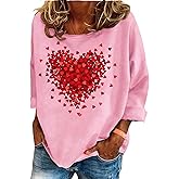 Valentines Shirts for Women Funny Love Heart Graphic Shirt Casual Valentine‘s Long Sleeve Pullover Top