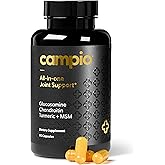 Campio Glucosamine Chondroitin MSM All-in-One Joint Support Supplement Turmeric, Hyaluronic Acid, Boswellia, Ginger Root, Bamboo, BioPerine, Black Pepper, Supports Joint Health & Flexibility 90 Count