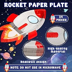 meekoo 24 Pcs Astronaut Rocket Shaped Party Paper