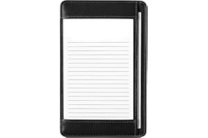 Levenger Pocket Briefcase Leather Pocket Notepad 3x5 Index Card Holder Organizer, Black