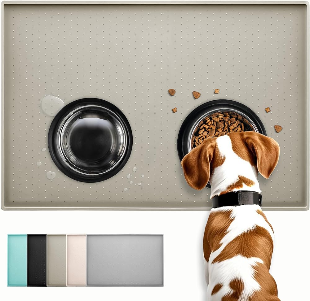 Conlun Dog Food Mat Cat Food Mat Silicone Anti Slip 81x61 cm Grey