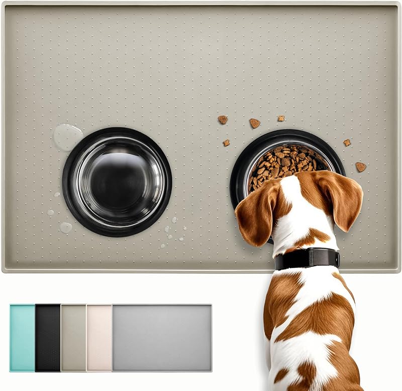 Conlun Dog Food Mat Cat Food Mat Silicone Anti Slip 81x61 cm Grey