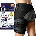 Dr. Arthritis Doctor Developed Strengthening Stabilizing Hip Brace for Men Women,Compression Wrap for Hip Pain,Hips Support Brace,Thigh Supports With Handbook, hamstring brace(LXL, Black)