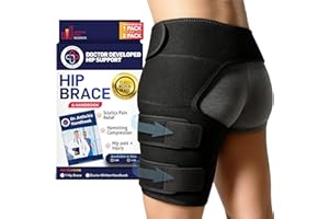 Dr. Arthritis Doctor Developed Strengthening Stabilizing Hip Brace for Men Women,Compression Wrap for Hip Pain,Hips Support Brace,Thigh Supports With Handbook, hamstring brace(LXL, Black)