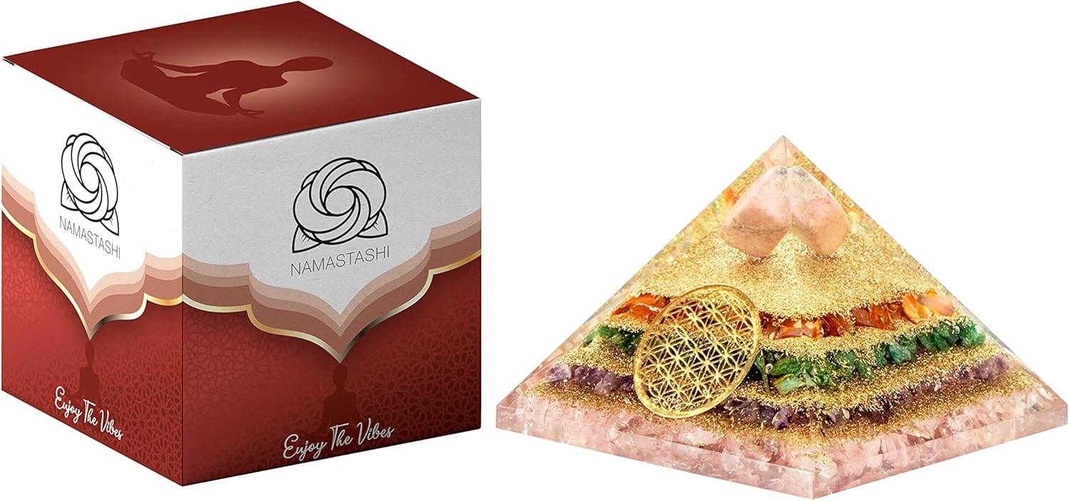 Mixed Media - Orgonite Crystal Pyramid XLarge~90MM Oregon Pyramid Crystal Energy Generator Protection, Healing- Meditation Rhodonite~Carnelian~Green Aventurine~Amethyst~Rose Quartz Money, Abundance Wealth Pyramid