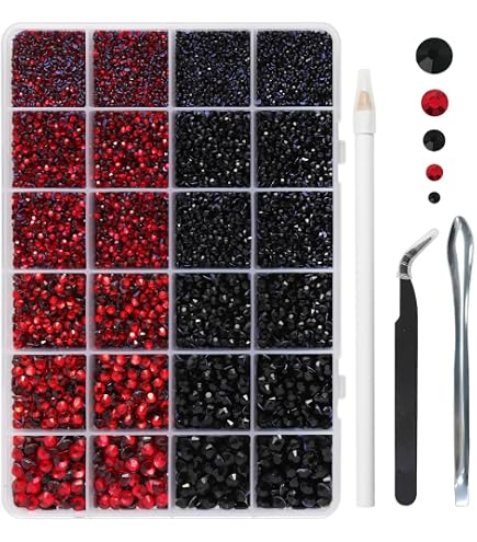 Amazon.com: SS6 Clear and Red Hotfix Rhinestones Crystal Glass