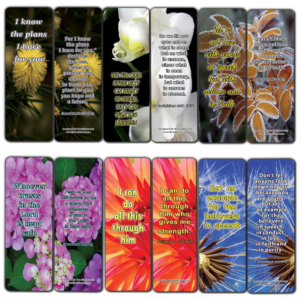 Popular Bible Verses for Teenage Girls Bookmarks (60 Pack) - Perfect Giveaways for Sunday School for Teens