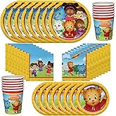 Treasures Gifted Officially Licensed Daniel Tiger Party Supplies - Serves 16 Guests - Dinnerware Classic Set Daniel Tiger Birthday Decorations - Plates, Napkins and Cups Set