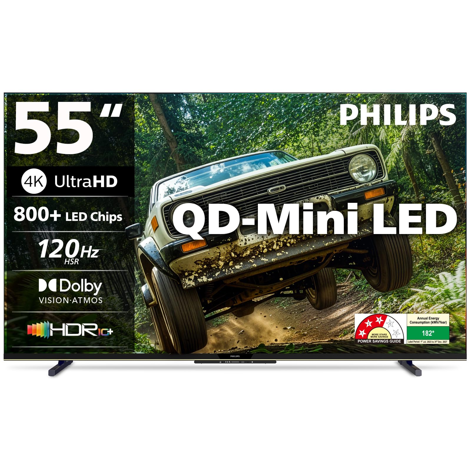 Philips 138 cm (55 inches) 4K Ultra HD QLED Smart QD-Mini LED Google TV 55MLED610/94