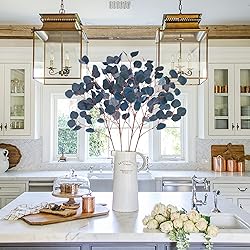 Tepaler 4pcs Artificial Eucalyptus Leaves Stems