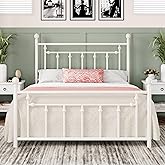 Allewie 14 Inch Queen Size Metal Platform Bed Frame with Victorian Vintage Headboard and Footboard/Mattress Foundation/Under 