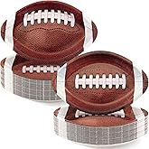 FULJOOY 60 Pcs 3D Football Paper Plates 11.5 x7.5 Inch Large Disposable 450 GSM Heavy Duty Football Shaped Plate Ball Party Supplies Serving Trays for Game Day Birthday Party and Sports Day Decor