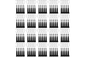 Fulaicai 100PCS Handmade Tassels, Black Bookmark Tassels Mini Soft Tassels with Cord Loop Small Tassels for DIY Jewelry Makin
