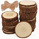 Natural Wood Slices 30 Pcs 3.5-4 Inches Craft Unfinished Wood Kit Predrilled Wooden Rounds with Bark, Wood Circles with Hole,