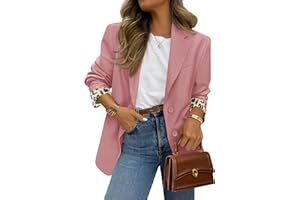 PRETTYGARDEN Blazers for Women 2026 Spring Work Office Suit Jackets Dressy Open Front Leopard Blazer Business Casual Outfits