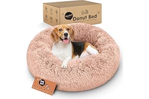 PETLOOX Donut Dog Bed - Premium Comfort for Anxiety Relief - Fluffy & Calming Design with Ultra-Plush Support | Cozy Round Dog Bed with Super Soft Circle Style (Pink, Medium)