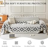 SHANNA Geometric Chenille Sofa Cover 2 3 4 Seater Tassel All Season view 4