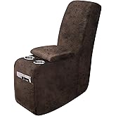 ANARACHON Leather Look Recliner Console Cover for Recliner Couch, Stretch Middle Console Slipcovers for Reclining Sofa and Loveseat, Washable Furniture Protector for Pets (1 Console Cover, Brown)