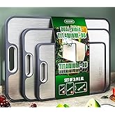 Titanium Cutting Board Set of 3, Dual Sided Design Non Toxic Cutting Boards for kitchen Beyond Food-Grade Chopping Board for Hygienic Food Prep, Extra Large (M/L/XL), Knife-Friendly, with Juice Groove