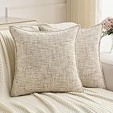 FUTEI Beige Decorative Throw Pillow Covers 18x18 Inch Set of 2,Soft Chenille Tweed Textured Cushion Case,Modern Home Decor for Couch Bed Living Room