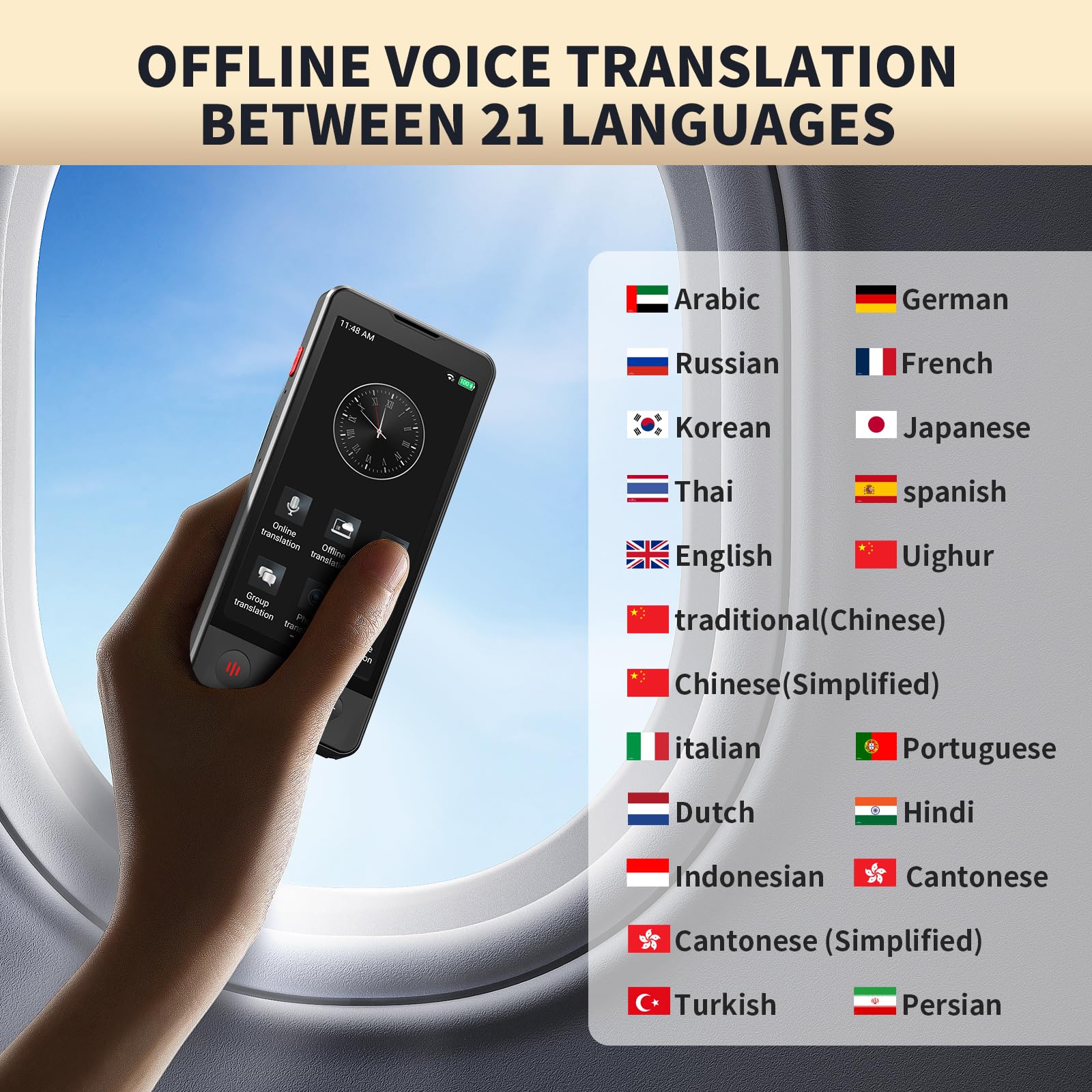 AI Language Translator Device, 2025 Upgraded Translator No WiFi Needed, Support ChatGPT, Voice Instant Two-Way 150 Language Translator, Offline/Recording/Photo Translation for Business Travel