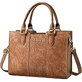 LOVEVOOK Purse for Women, Vintage Leather Shoulder Handbag, Small Ladies Satchel Tote Purse Top Handle Crossbody Bag for Work