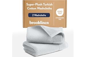 Brooklinen Super-Plush Turkish Cotton Washcloths - Set of 2 - Cotton, 820 GSM, Highly Absorbent, Machine Washable, Perfect for Home & Bathroom (13" x 13", Smoke Grey)