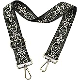 Purse Strap Adjustable Replacement Crossbody Bag Strap Retro Jacquard Embroidery Shoulder Straps for Canvas Bag