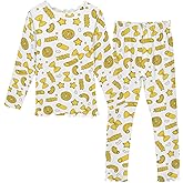 Exnundod Snug-fit Pajamas Sets Pasta Shapes on White Warm Soft Sleepwear Nightwear Pjs 2-10T