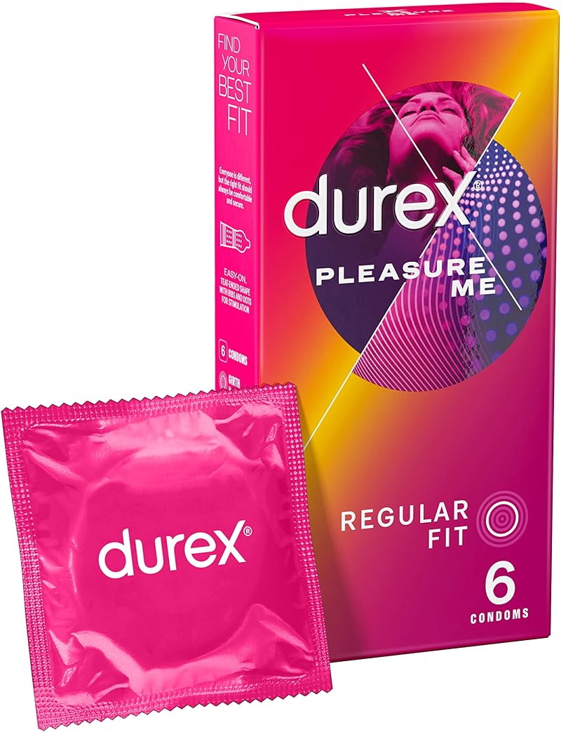 Durex Pleasure Me Condoms Pack of 6 Ribbed Dotted Transparent Lubricated