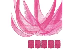 Qtisky Set of 5 Halloween Creepy Cloth Decoration, Pink Halloween Gauze Cloth Decor (72 x 30 in), Indoor Outdoor Spooky Halloween Decoration for Home Wall Yard Party Supplies (Pink)