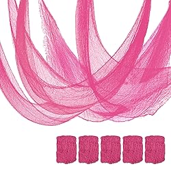 Qtisky Set of 5 Pink Halloween Gauze Decor, Indoor