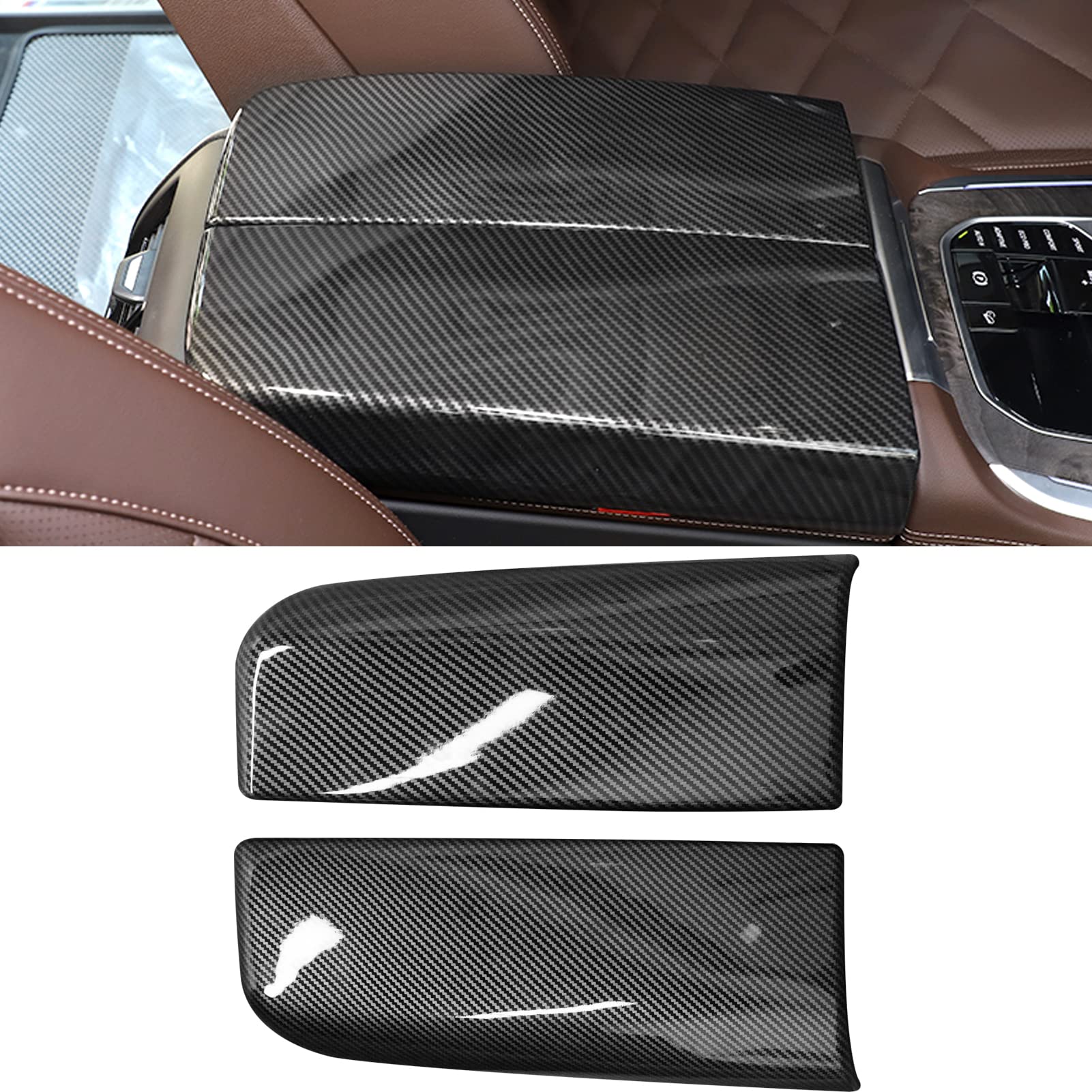 Photo 1 of TTCR-II Compatible with 2019-2025 BMW X5 G05 Center Console Cover 2 Pcs, for 2020-2025 BMW X6 G06 Center Armrest Carbon Covers X7 G07 (Not Real Carbon Fiber)