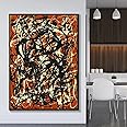 LSYALUCK Canvas oil painting Jackson Pollock《Free Form》Artwork Poster Picture Modern Wall Art decor Home Living room Decoration 95x145cm(37x57in) innerframe