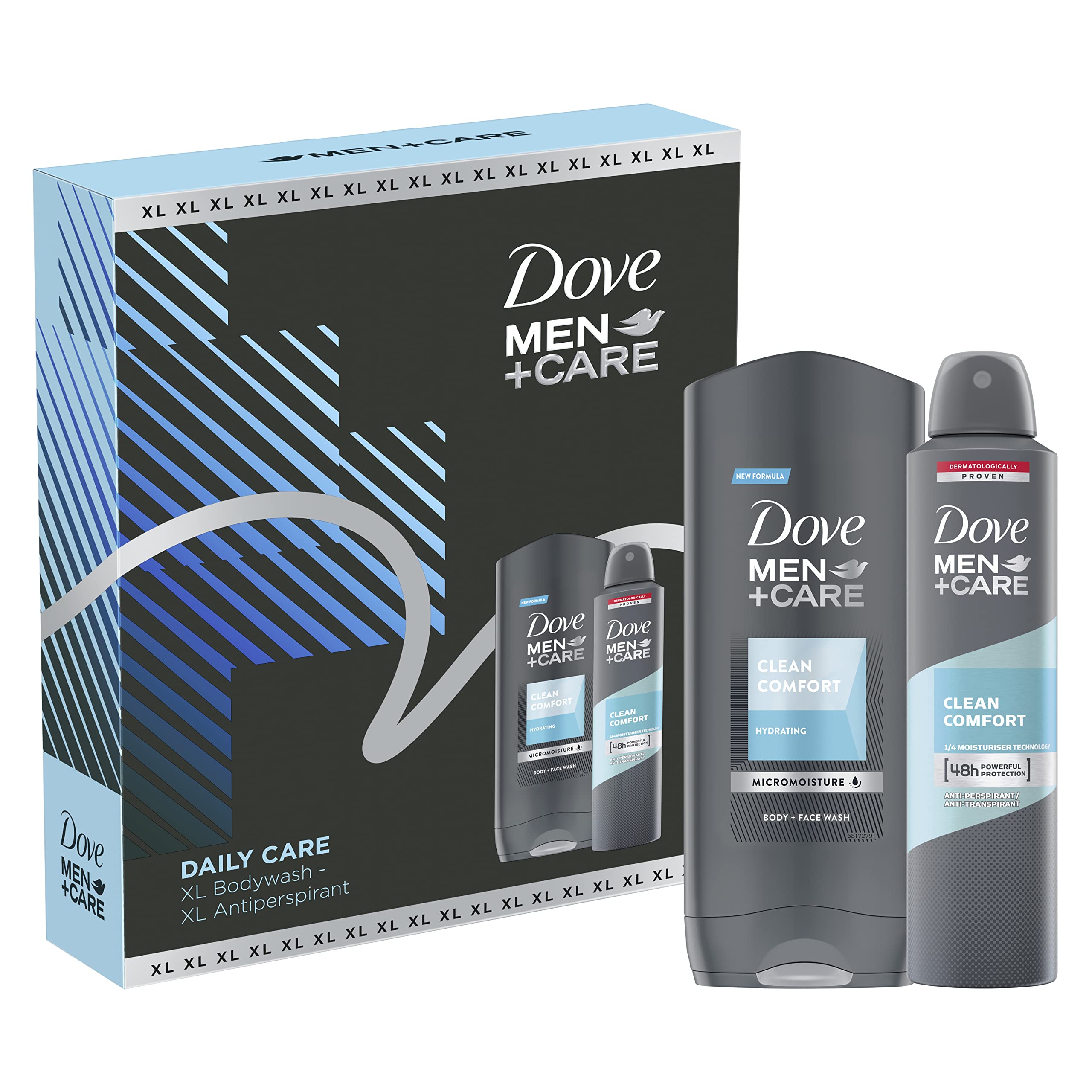 Dove Men+Care XL Daily Care Duo body wash and anti-perspirant Gift Set perfect gifts for him 2 pieces, White