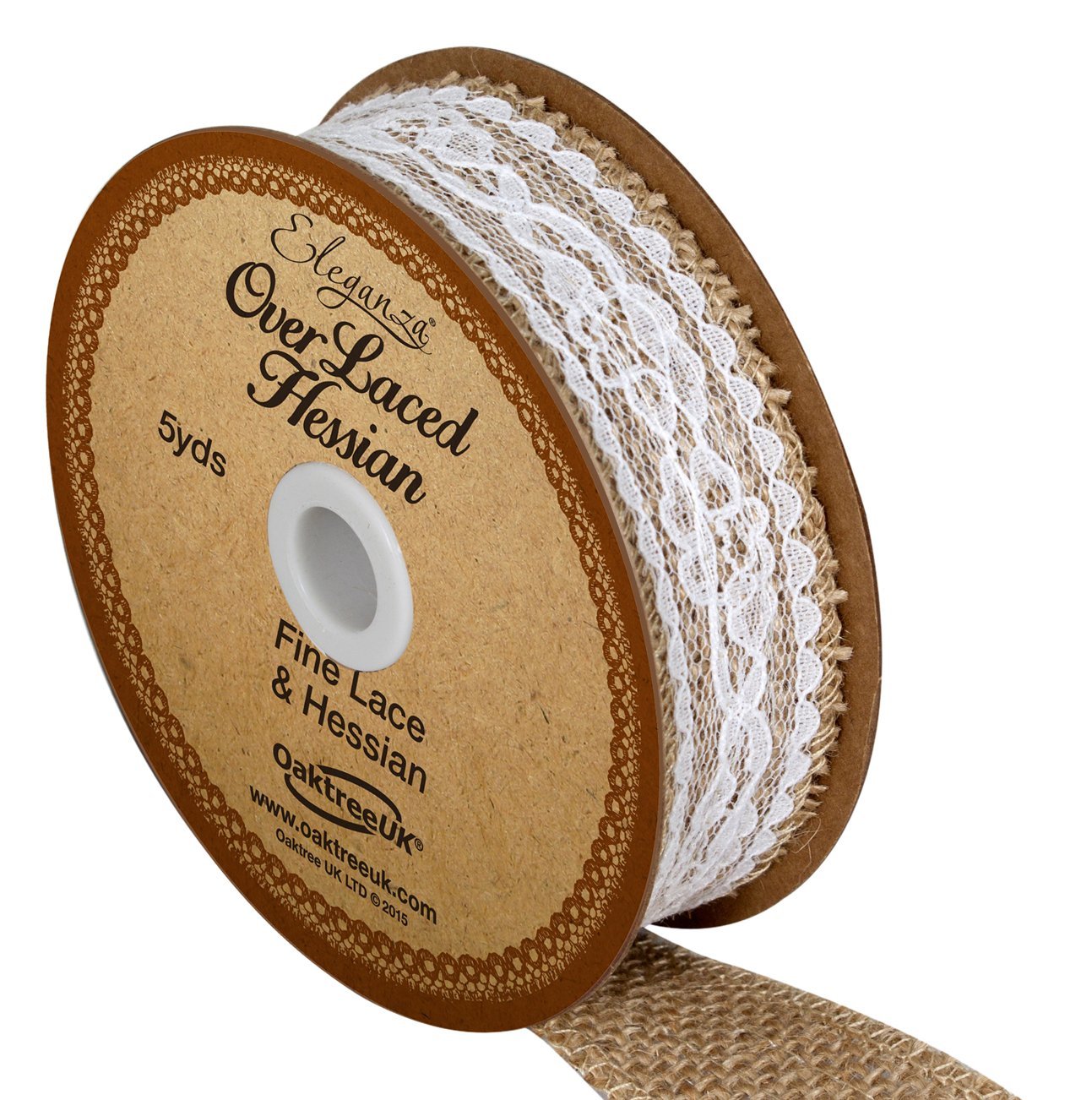 Eleganza Overlaced Hessian 26mm x 4.47m (5yds) White No.01, Fabric, 0.3x0.3x1 cm