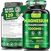 Magnesium Glycinate Complex 1000mg, Magnesium Supplement with Citrate, Malate & Taurate for Women and Men, Manganese, Chelated High Absorption for Stress Relief, Muscle, Vegan & Non-GMO