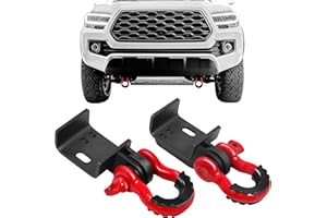 JY PERFORMANCE Front Demon Tow Hook Brackets with 3/4in Shackle D Rings Compatible with Fits for Toyota Tacoma 2009-2023
