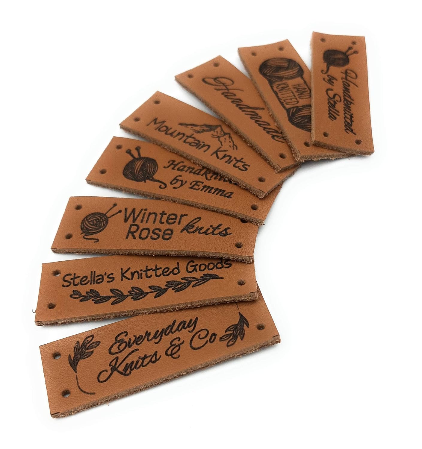 Personalized engraved leather labels, custom labels