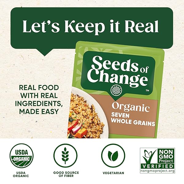 SEEDS OF CHANGE CERTIFIED ORGANIC SEVEN WHOLE GRAINS RICE, ORGANIC FOOD, 8.5 OZ POUCH